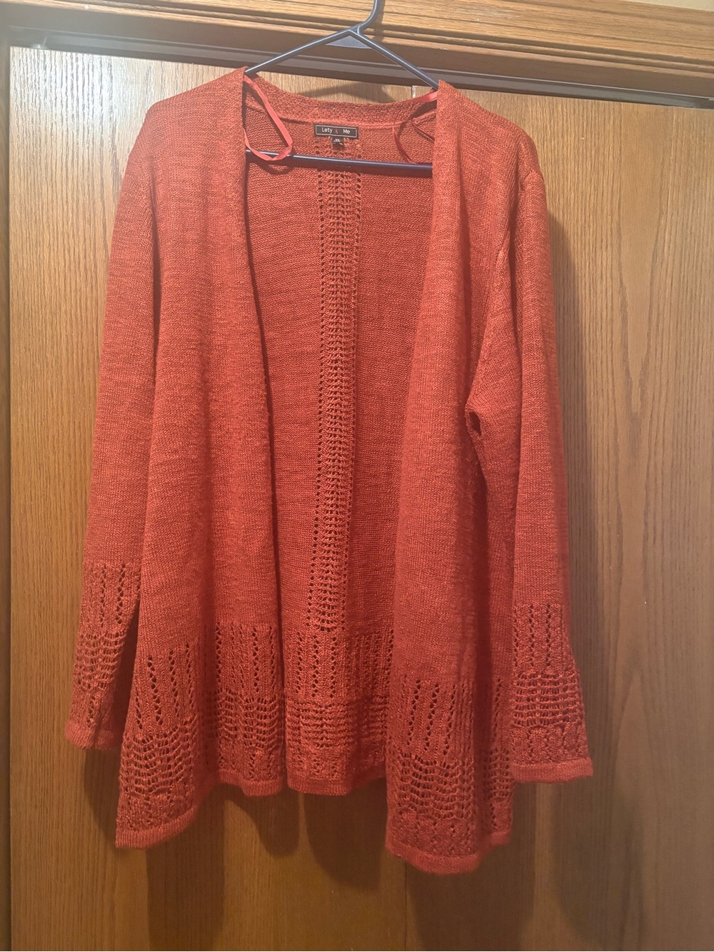 Open-Front Knit Cardigan in Rust Orange - Lila Rose